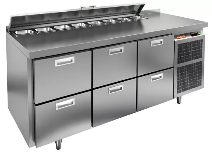 Холодильный стол для салатов HICOLD SL2-221GN 1/6 с крышкой